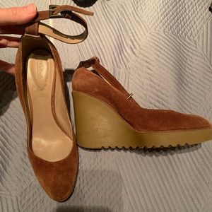 Chloe suede wedge heels - EUC
